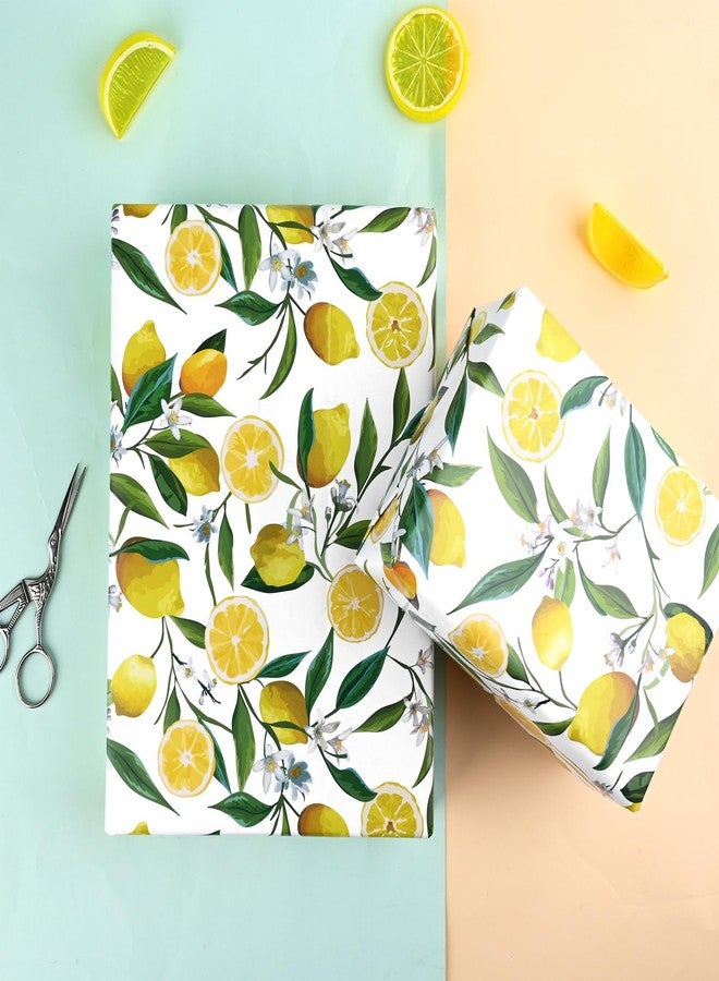 Bolsome 12 Sheets 28 * 20 Inches Lemon Wrapping Paper Yellow Green Summer Fruit Flower Patterned Gift Wrap Paper for Baby Shower Birthday Summer Holidays DIY Craft - Image 5